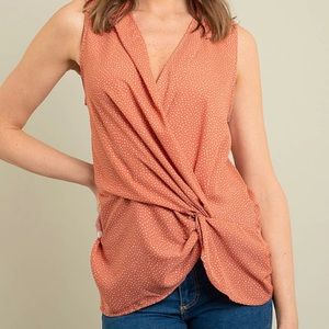 BOGO - Peach Wrap Blouse with Polka Dots - NWOT